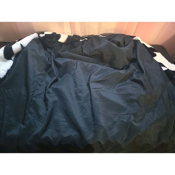 Sergio Hudson Faux Fur Coat  Black & White Houndstooth Fancy Long Coat Size XS - Picture 11 of 13